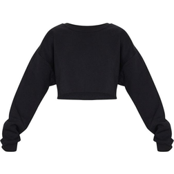 PrettyLittleThing Oversized Crop Sweatshirt - Black