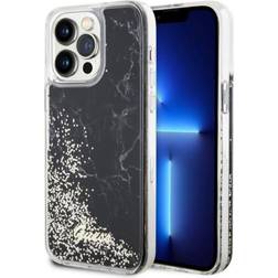 Guess iPhone 14 Pro Max Mobilskal Liquid Glitter Marble Svart