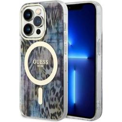 Guess iPhone 14 Pro Mobilskal MagSafe Leopard Blå