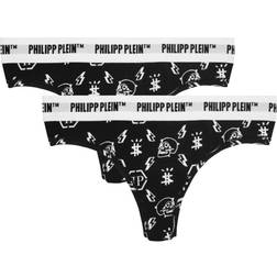 Philipp Plein Symbols Logo Underwear Thongs 2-pack - Black
