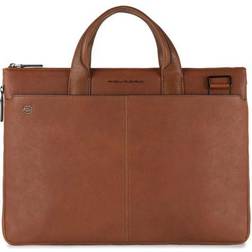 Piquadro Mens briefcase black ca4021b3 light brown leather expandable bag