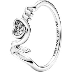 Pandora Mom Pavé Heart Ring - Silver/Transparent