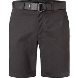 Calvin Klein Slim Twill Belted Shorts - Black