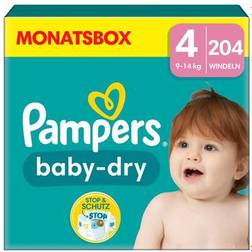 Pampers Baby-Dry Windeln, Gr. 4, 9-14 kg, Monatsbox 1 x 204 Windeln