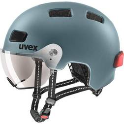 Uvex rush visor lätt cityhjälm för dam och herr med visir inkl. LED-lampa deep turquoise matt 58-61