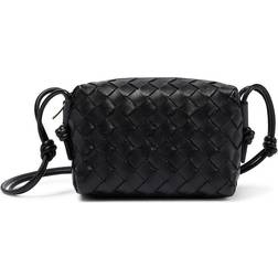 Bottega Veneta Mini Loop Leather Shoulder Bag Black 01