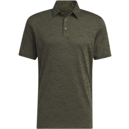 adidas Textured Jacquard Golf Polo Shirts - Olive Strata/Black