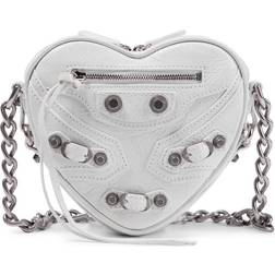 Balenciaga Mini Cagole Heart Leather Chain Wallet Optic White 01