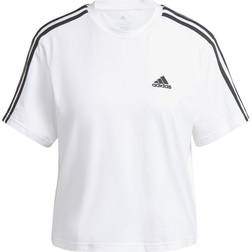 adidas Essentials 3-Stripes Single Jersey Crop Top - White/Black