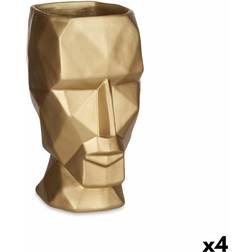 Gift Decor 3D Ansikte Gyllene Polyresin Vas