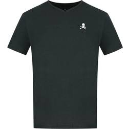 Philipp Plein Skull And Crossbones Logo Underwear V-Neck T-shirt - Black