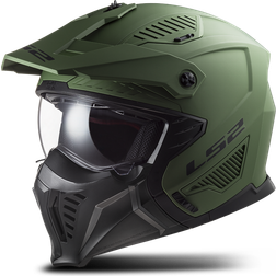 LS2 motorcycle jet and modular helmet DRIFTER solid mat military green 2206