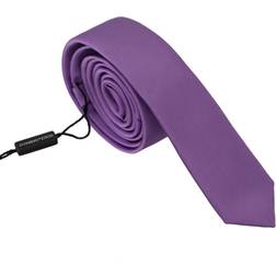 Dolce & Gabbana Purple Solid Print Silk Adjustable Necktie Accessory Tie