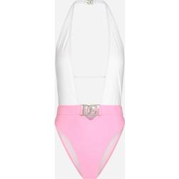 Dolce & Gabbana Two-tone one-piece swimsuit with belt