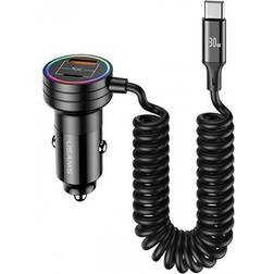 Usams Billaddare 60W Car Charger with Spring Cable