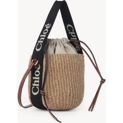 Chloé Small Woody basket Black Size OneSize 100% Paper, Calf-skin leather