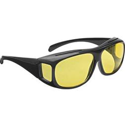 Wedo 27147599 Överdragande mörkerseende för bilförare, för glasögonbärare, tonade polariserande glas, enligt ISO-standard, fodral och bruksanvisning, svart/gul
