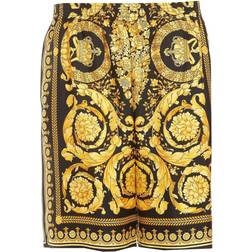 Versace Barocco Print Silk Twill Shorts Black