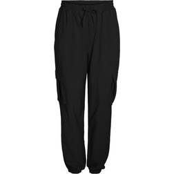 Noisy May High Waisted Cargo Trousers - Black