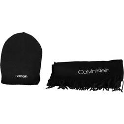 Calvin Klein Wool Scarf and Beanie Gift Set BLACK One