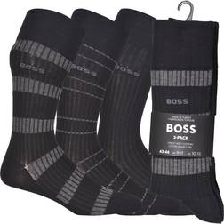 HUGO BOSS Herr 3P RS Fine Rib CC Regular Socks, svart, 40–46, svart