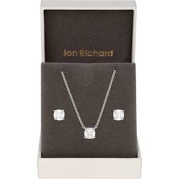 Jon Richard Rhodium Plated Cubic Zirconia Open Stone Set Gift Boxed