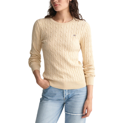 Gant Women's Cable Knit Stretch Crewneck Sweater - Linen