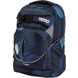 Nitro Superhero skolryggsäck, ryggsäck, avtagbart höftbälte, robust bottenplatta, termoväska, 30 l, Fragment blå 30 L, Ryggsäck