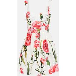 Dolce & Gabbana Short carnation-print poplin dress