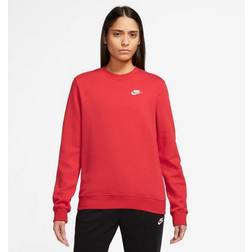Nike Women's Sportswear Club Fleece Crewneck Sweatshirt University Red/White