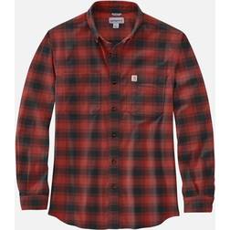 Carhartt Men's Mens Cotton Long Sleeve Plaid Flannel Shirt Red Ochre