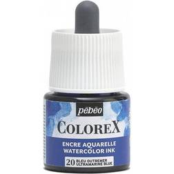 Pebeo Colorex Watercolor Ink 45 ml Ultramarine Blue – burk med akvarellbläck och pipett