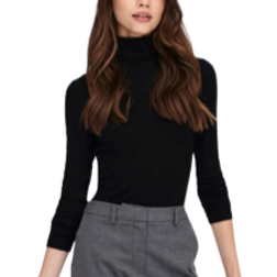 Only Onlsille Roll Neck Top - Black