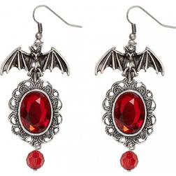 Widmann Red Gems Bat Earrings pair bat earrings red gems vampire dracula accessory