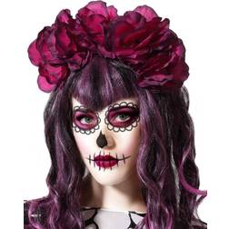 Atosa Tag der Toten-Blumenkrone Halloween-Accessoire rot