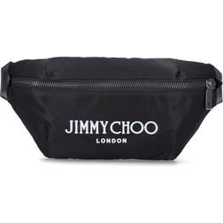Jimmy Choo Finsley logo-print belt bag men Calf Leather/Polyester/Fabric/Brass One Size Black
