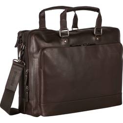Leonhard Heyden dakota zipped briefcase 2 compartments henkeltasche tasche brown