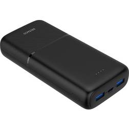 Deltaco 2xUSB USB-C Powerbank, 20 000 mAh, 20W, svart