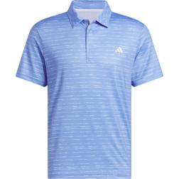 adidas Stripe Zip Golf Polo Shirt Blufus/White