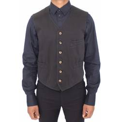 Dolce & Gabbana Black Cotton Viscose Dress Vest Blazer