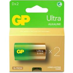 GP Batteries Ultra Alkaline Size D, 13AU/LR20, 1.5V, 2-pack