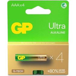 GP Batteries Ultra Alkaline Size AAA, 24AU/LR03, 1.5V, 4-pack