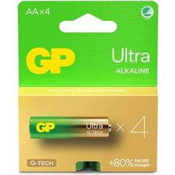 GP Batteries Ultra Alkaline Size AA, 15AU/LR6, 1.5V, 4-pack