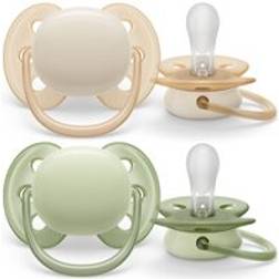 Philips Avent Ultra Soft Napp 0-6 mån Grön/Beige 2-pack