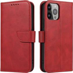 iPhone 15 Pro Plånboksfodral Magnet Stativ Röd