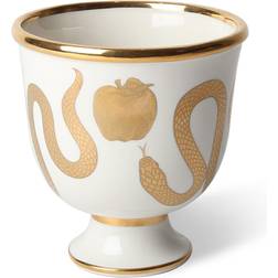 Jonathan Adler Botanist Snake & Apple Porcelain/Porcelain White/Yellow Serving Bowl