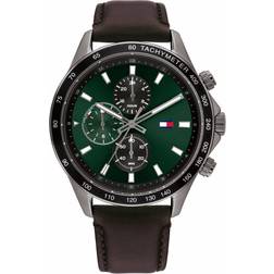 Tommy Hilfiger Green Brown Leather Watch BROWN One Size