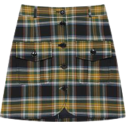Kenzo A-line Checked Mini Skirt - Dark Khaki