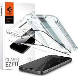 Spigen iPhone 15 Pro Max Skärmskydd GLAS.tR Heltäckande EZ Fit 2-pack Svart