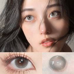Shein 2pcs Blue Colored Contact Lenses With The Same Size And Degree For Nearsightedness, Sweet, Lovely And Natural Looking